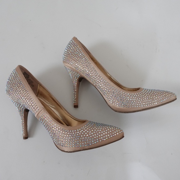 Candie's Rhinestone Embellished Pointed Toe Heels Size 9 Party Wedding - Picture 7 of 11